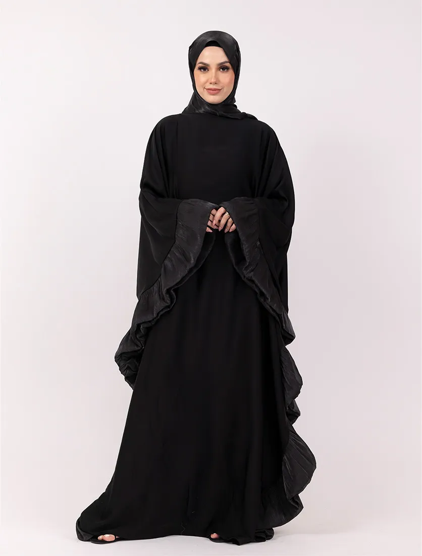 Black Organza Trim Kaftan